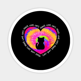 Peace Love Cats Rainbow Tie Dye Cat Lover Magnet